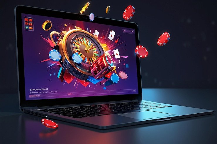 Dealer profesional pokermania mengoperasikan permainan Ikan Hoki dengan persiapan kartu dan chip